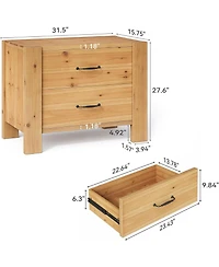 Tribesigns Solid Wood Oversized Nightstand with 2 Drawers, Bedside Table End Tables for Living Room, Large Wide Modern Night Stand with Drawers