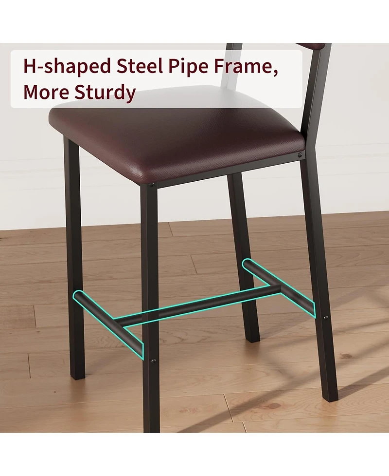 gaomon Bar Stools Set of 2, 25" Counter Height Pu Leather Barstools with Backrest & Footrest