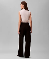 Calvin Klein Women's Ponte High Rise Wide Leg Pants