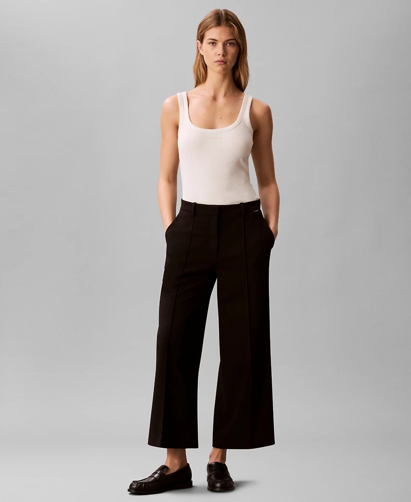 Calvin Klein Women's High Rise Cropped Wide Leg Pants