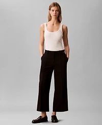 Calvin Klein Women's High Rise Cropped Wide Leg Pants