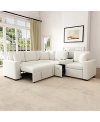 Streamdale Furniture L-shaped Convertible Sofa Bed Modular Sectional with Pull-Out Bed