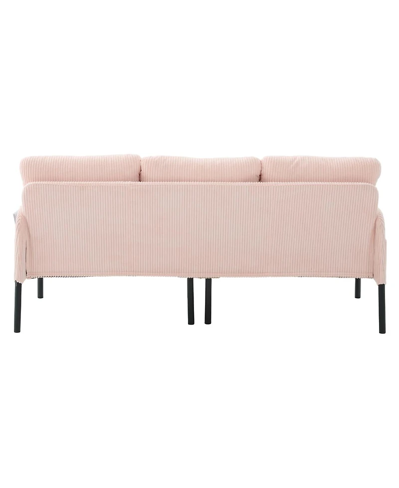 Streamdale Furniture Oversized Corduroy Loveseat Sofa with Metal Legs & Side Pockets