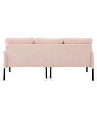 Streamdale Furniture Oversized Corduroy Loveseat Sofa with Metal Legs & Side Pockets