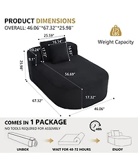 Streamdale Furniture 67.5" Indoor Corduroy Oversized Sleeper Sofa with Deep Seat Lounge