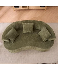 Streamdale Furniture Crescent sofa, modern low-back, deep cushions, self-inflating foam, 3-seater, no assembly (Green)