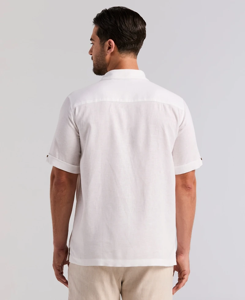 Cubavera Men's Border Palm Embroidered Short-Sleeve Button-Down Shirt