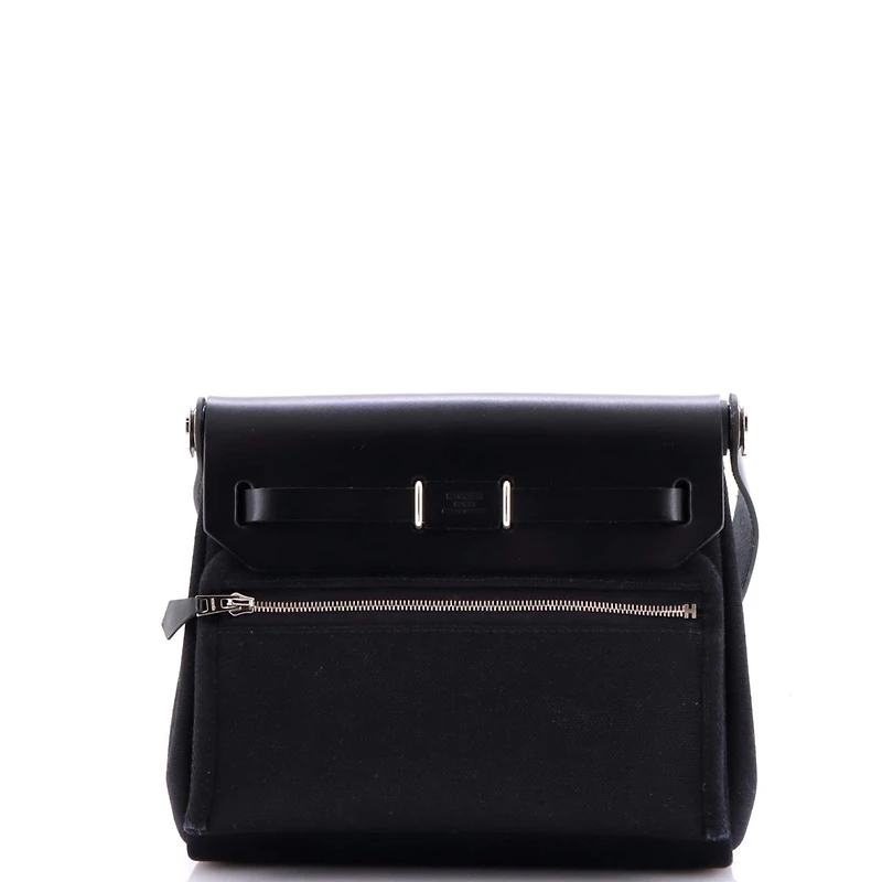 Pre-Owned HERMES 20 Herbag Zip Toile and Leather
