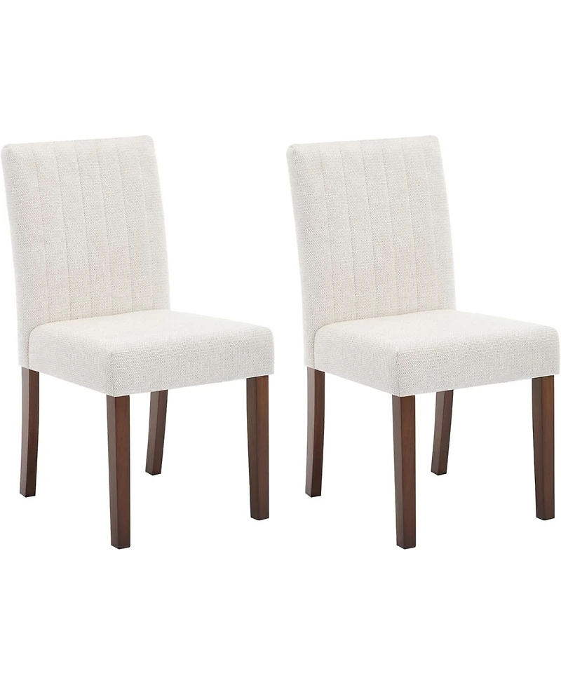 gaomon Upholstered Dining Chairs Set of 2, Modern Fabric Kitchen Side Chairs with Sturdy Wood Legs, Rubber Frame,Sleek Vertical Stripes