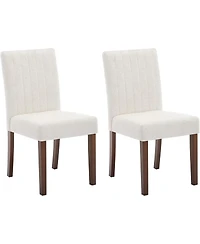 gaomon Upholstered Dining Chairs Set of 2, Modern Fabric Kitchen Side Chairs with Sturdy Wood Legs, Rubber Frame,Sleek Vertical Stripes