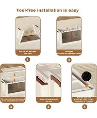 gaomon 4-Tier Foldable Storage Cabinet, Plastic Organizer with Magnetic Doors & Wheels for Home Use, White