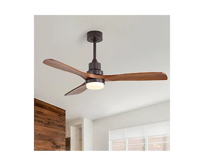 Sofucor 52-inch Modern Brown 3-Blade Ceiling Fan with Remote Control and Light Kit