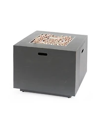 Flynama 33 Inch Outdoor Iron Square Propane Fire Pit Brushed Brown 50000 Btu Tank Inside No Assembly