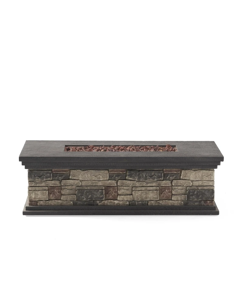 Fire Pits & Outdoor Heaters Rectangle Mgo Fire Pit 50000 Btu 56.25W x26D x17.25H Lightweight Concrete Faux Stone Propane Only