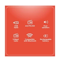 RadioShack Retro Am/Fm/Sw Vintage and Classic Radio Antique Style, Bluetooth, Usb/microSD, Rechargeable Battery – 4001800