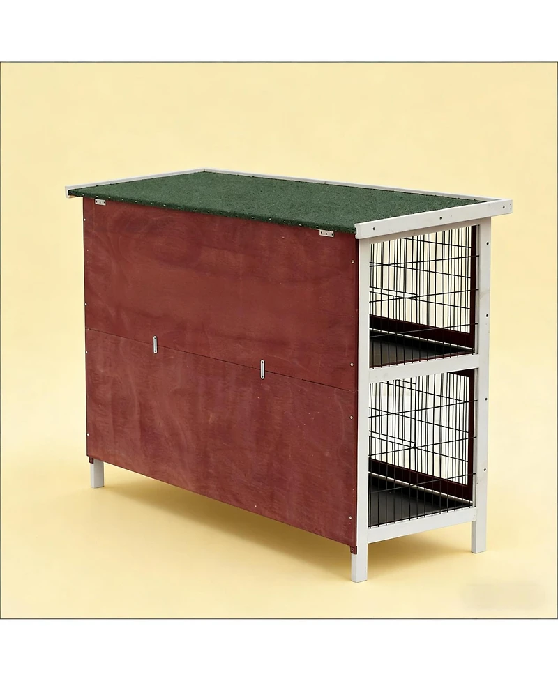 Aostirmotor Elevated Outdoor Cat Hutch - Raised, Dry & Secure Wooden Shelter