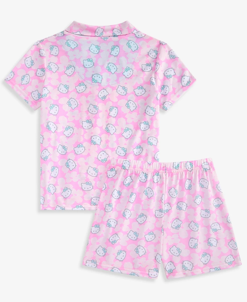 Hello Kitty Girls' 4-10 Button-Down Pajamas, 2-Piece Set