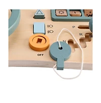 Bruce & Shark Montessori Busy Board for Toddlers, Wooden Activity Toy with with Lock, Key & Steering Wheel