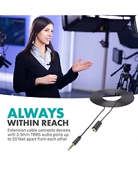Movo PM10EC6 20-foot (6m) Trrs Female 3.5mm to Trrs Male 3.5mm Microphone Extension Cable for Smartphones
