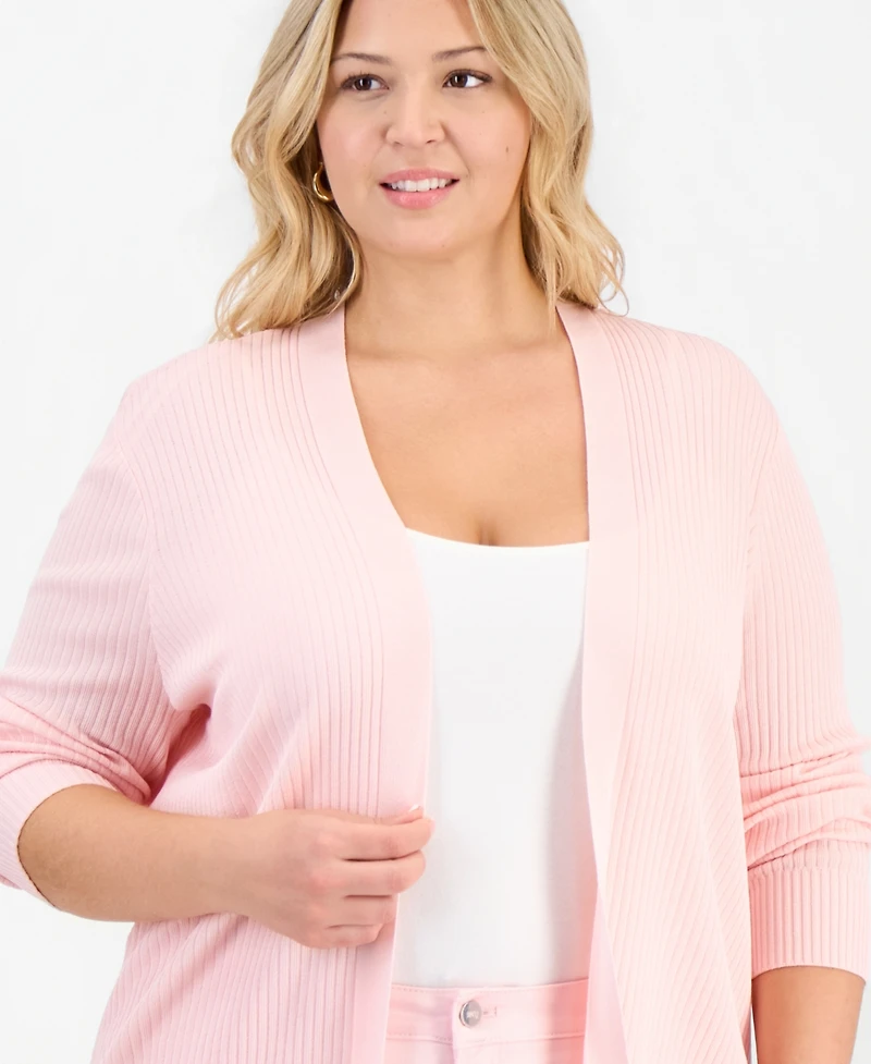 Jones New York Plus Sutton Open-Front Cardigan