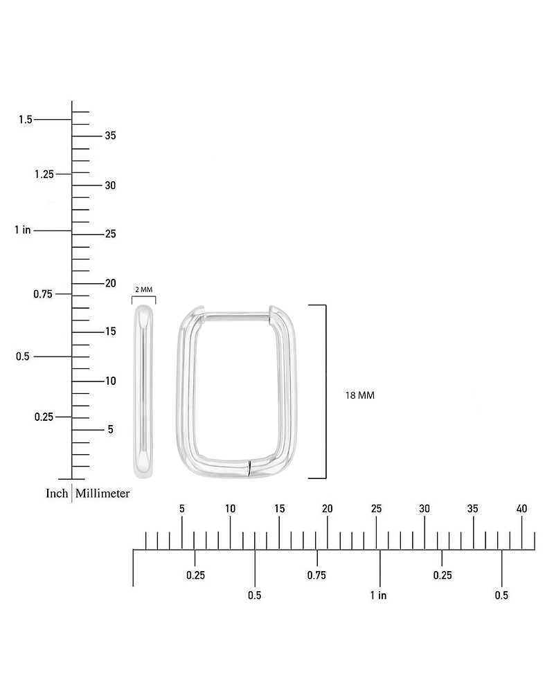 Roxy Waterproof Platinum 18mm Tube Rectangle Huggie Earrings