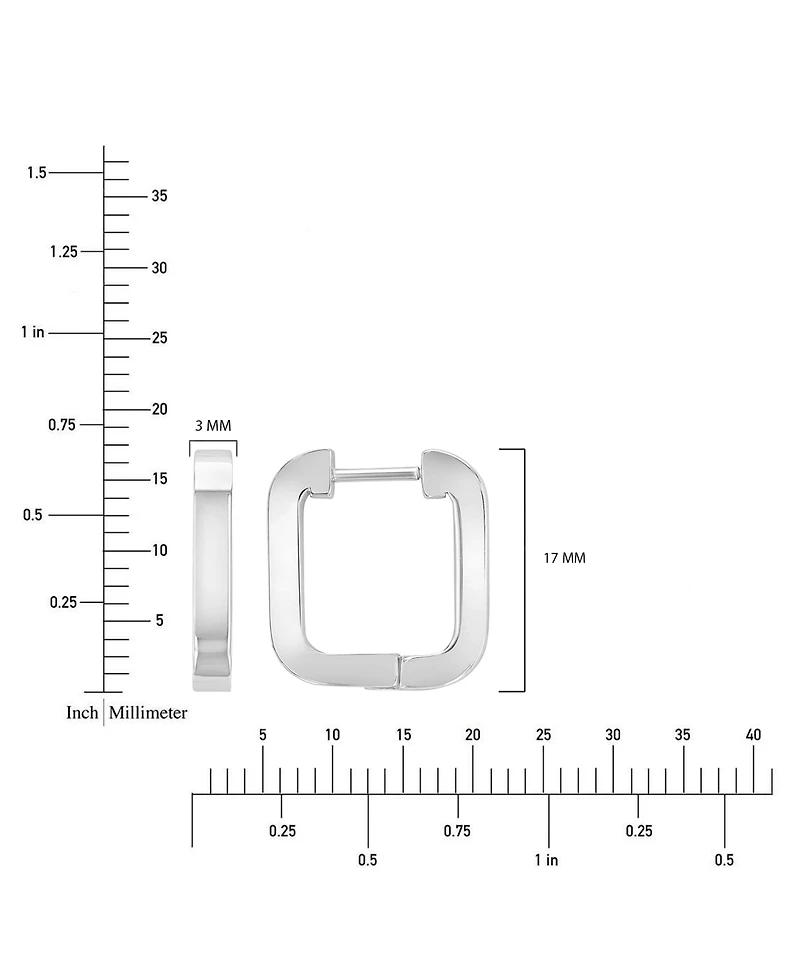 Roxy Waterproof Platinum 17mm Rounded Square Huggie Earrings