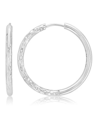Roxy Waterproof Platinum 30mm Half Textured Hoop Earrings