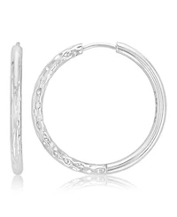 Roxy Waterproof Platinum 30mm Half Textured Hoop Earrings