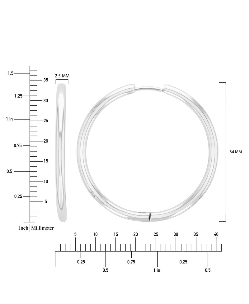 Roxy Waterproof Platinum 34mm Hoop Earrings