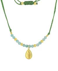 Roxy Waterproof Yellow Palm Tree Green Aventurine Adjustable Necklace