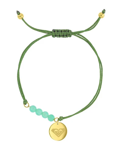 Roxy Waterproof Yellow Rd Heart Charm Green Aventurine Adjustable Bracelet