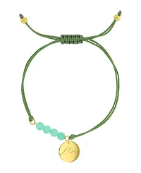 Roxy Waterproof Yellow Rd Wave Heart Charm Green Aventurine Adjustable Bracelet