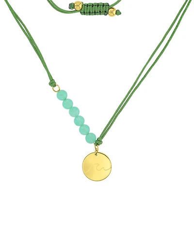 Roxy Waterproof Yellow Wave Green Aventurine Adjustable Necklace