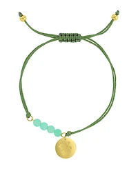 Roxy Waterproof Yellow Hibiscus Disc Green Aventrine Adjustable Bracelet