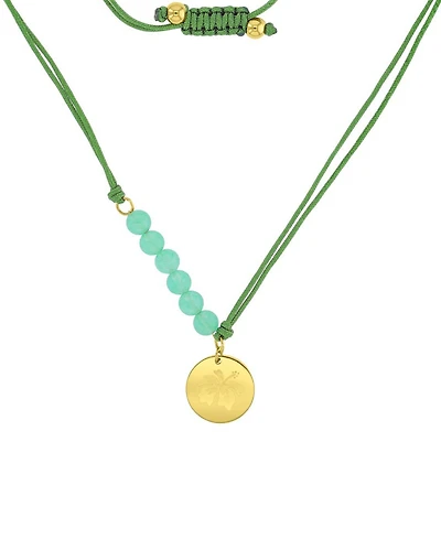 Roxy Waterproof Yellow Hibiscus Green Aventurine Adjustable Necklace