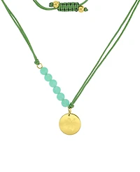 Roxy Waterproof Yellow Hibiscus Green Aventurine Adjustable Necklace