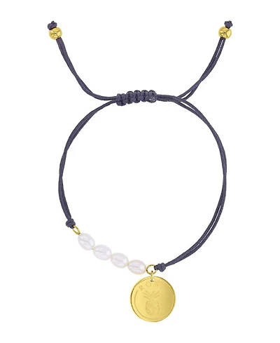 Roxy Waterproof Yellow Heart Pineapple Rd Charm Pearl Adjustable Bracelet