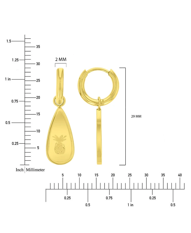 Roxy Waterproof Yellow 29mm Pineapple Huggie Earrings