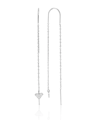 Roxy Waterproof Platinum 65mm Double Hearts Threader Earrings