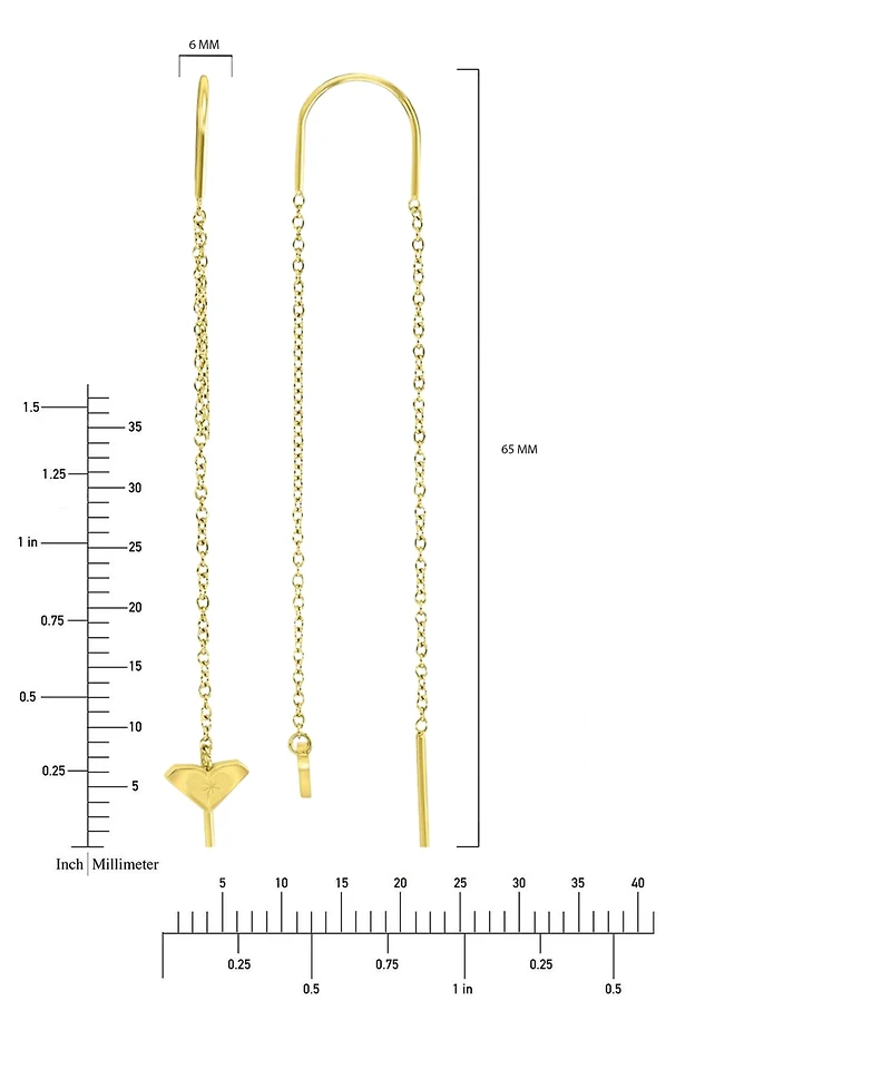 Roxy Waterproof Yellow 65mm Triangular Heart Palm Tree Threader Earrings