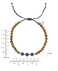 Roxy Waterproof Platinum Black Onyx Tiger Eye Adjustable Bracelet