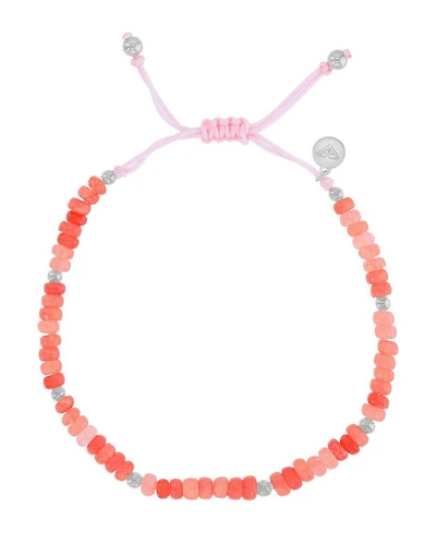 Roxy Waterproof Platinum Watermelon Stone Adjustable Bracelet