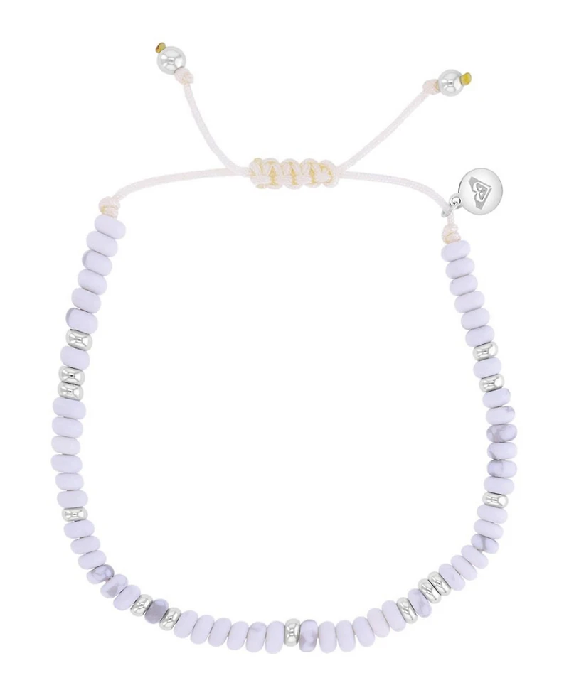 Roxy Waterproof Platinum White Marble Grey Turquoise Adjustable Bracelet