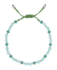 Roxy Waterproof Platinum Malachite Green Aventurine Adjustable Bracelet