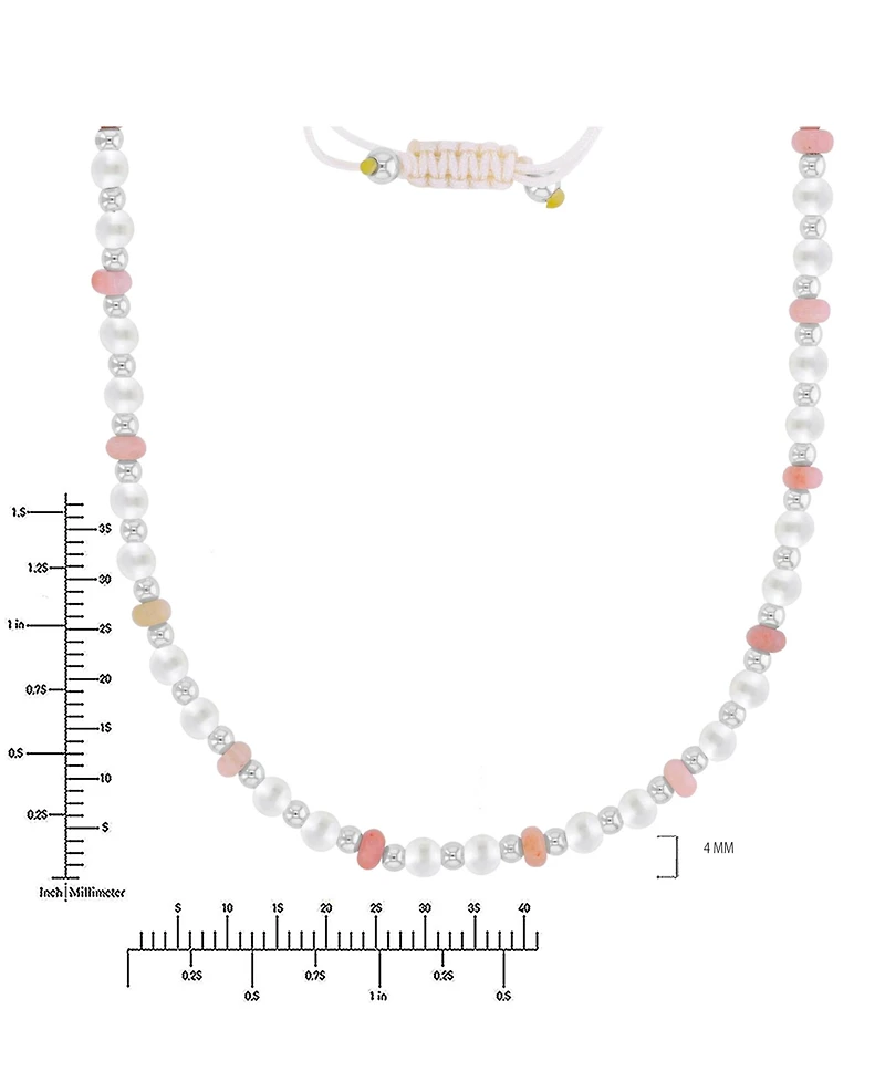 Roxy Waterproof Platinum Beads Rhodolite Pearl Adjustable Necklace