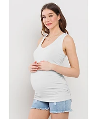 Hello Miz Maternity Side Ruched Ribbed Tank Top