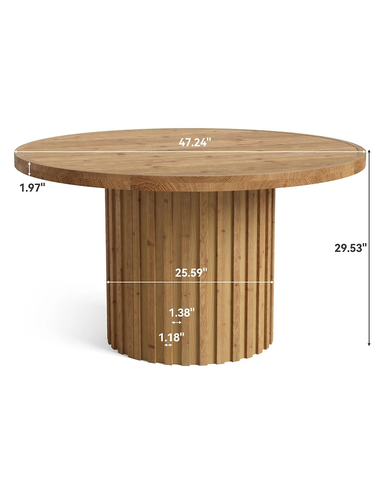 Tribesigns 47" Solid Wood Dining Table, Farmhouse Round Dining Room Table for 4, Wood Circle Kitchen Table Small Dinner Table, Natural
