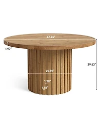 Tribesigns 47" Solid Wood Dining Table, Farmhouse Round Dining Room Table for 4, Wood Circle Kitchen Table Small Dinner Table, Natural