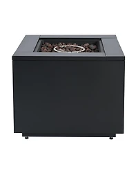 Flynama 30 Inch Square Steel Fire Pit Table Black 40000 Btu Galvanized Steel Construction