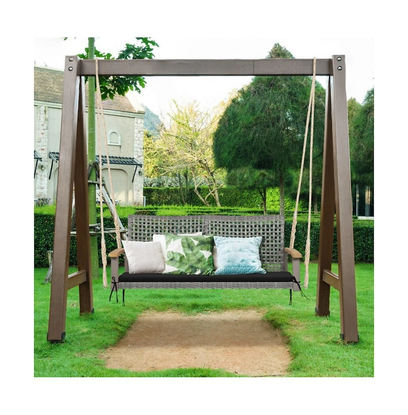 2-Person Patio Wicker Hanging Swing Chair